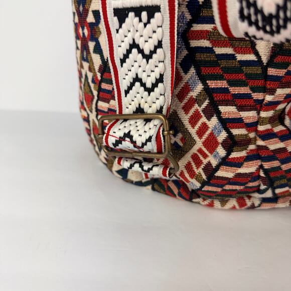 EUC Tapestry Southwest Aztec Tribal Boho Hippie Drawstring Large Backpack India - Picture 5 of 11